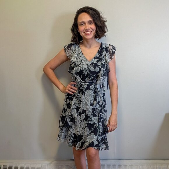 Tommy Hilfiger Navy Blue & White Floral Dress - Picture 1 of 5